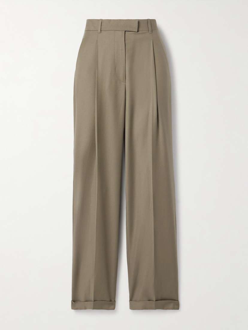 The Row Sorina Pleated Wool-flannel Straight-leg Pants