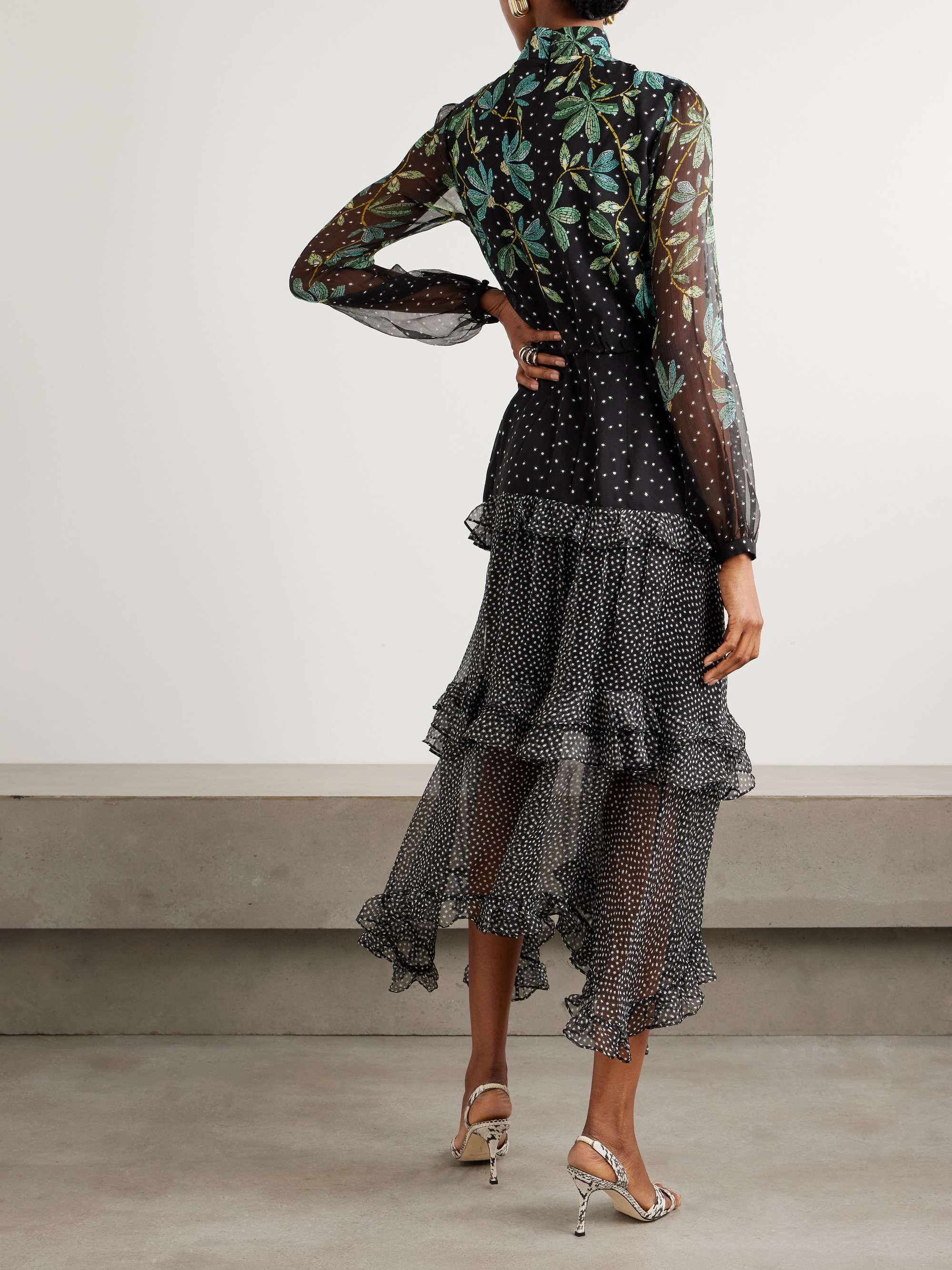 SALONI Jolie-C asymmetric tiered floral-print silk-georgette maxi dress