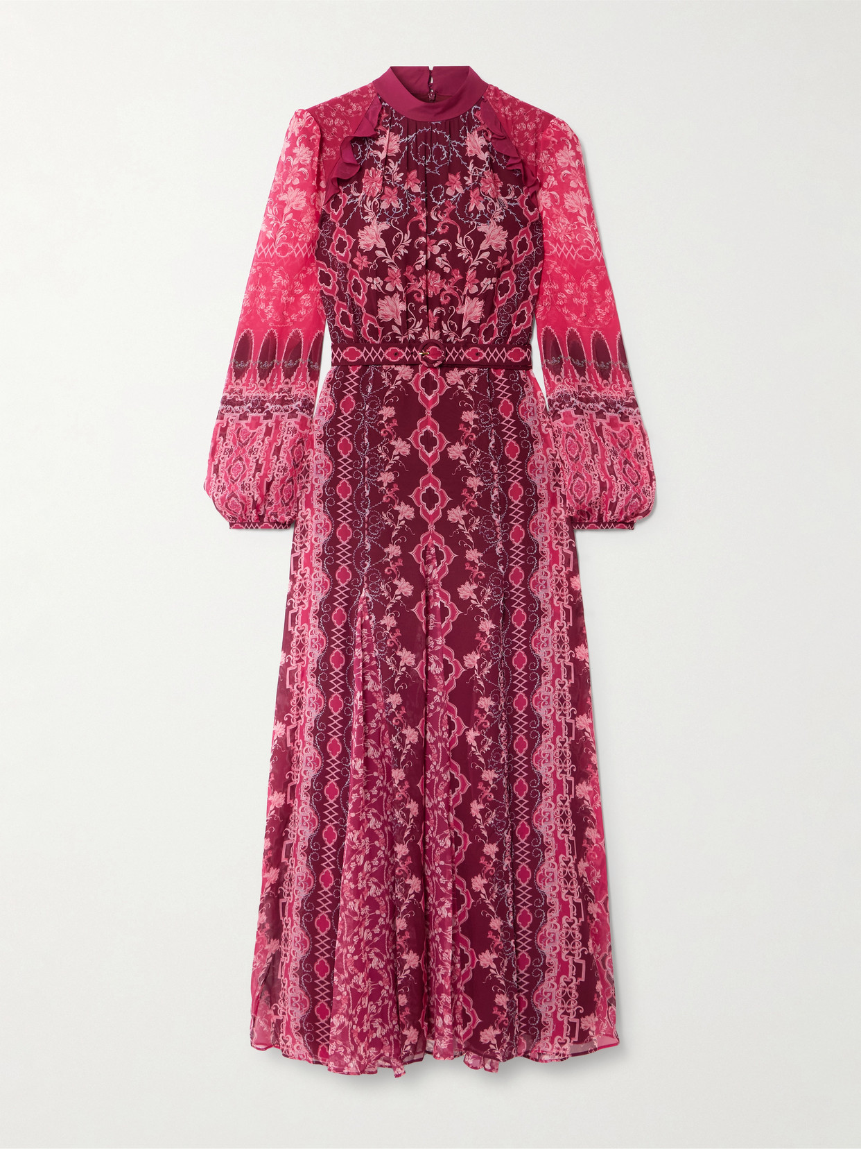 Saloni Jacqui-b Printed Silk Crepe De Chine Maxi Dress In Red