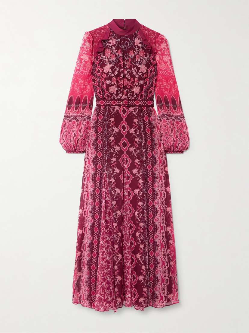 Saloni Jacqui-b Printed Silk Crepe De Chine Maxi Dress
