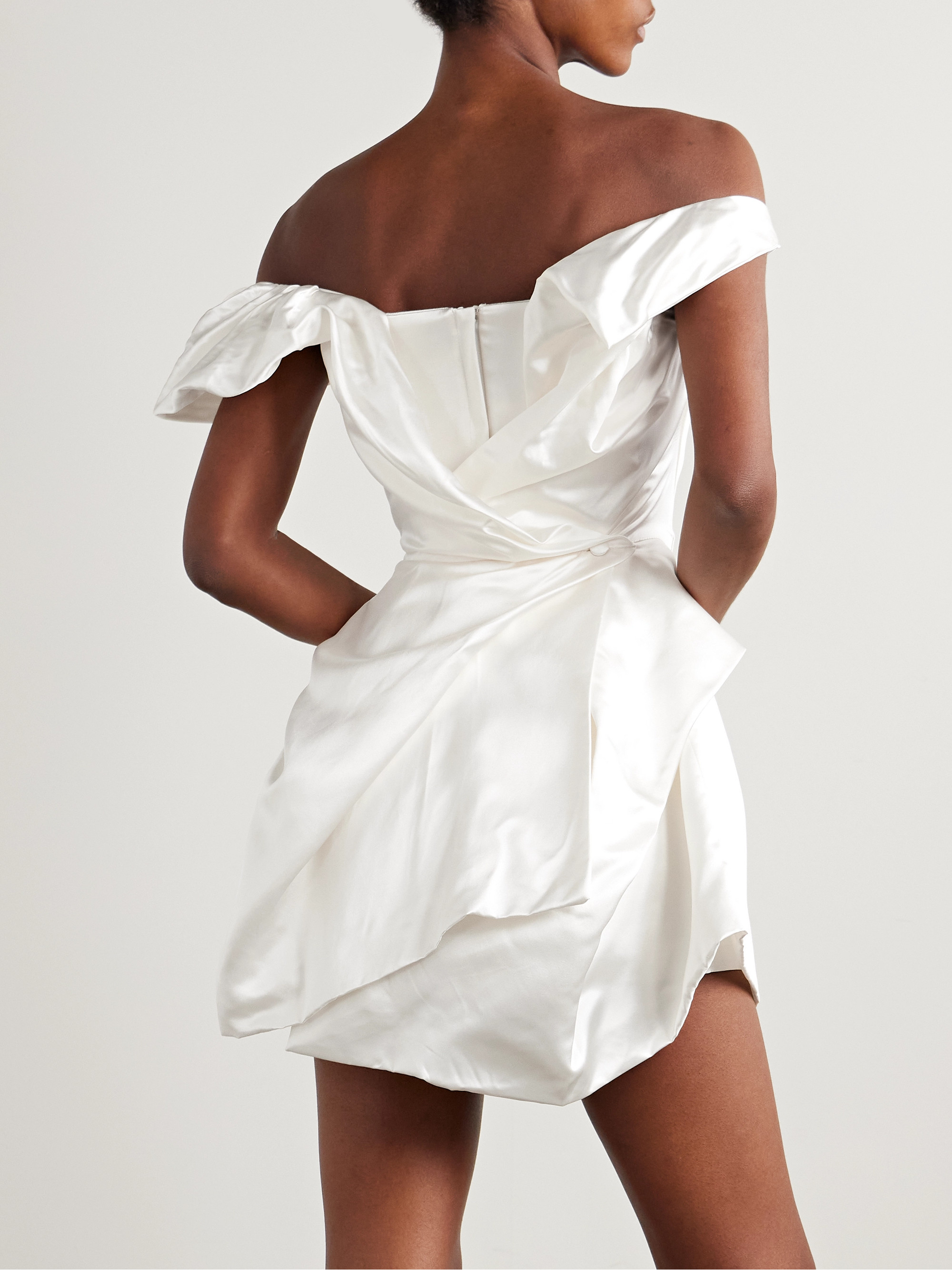 Vivienne Westwood Aurora off-the-shoulder draped silk-satin mini dress thumbnail