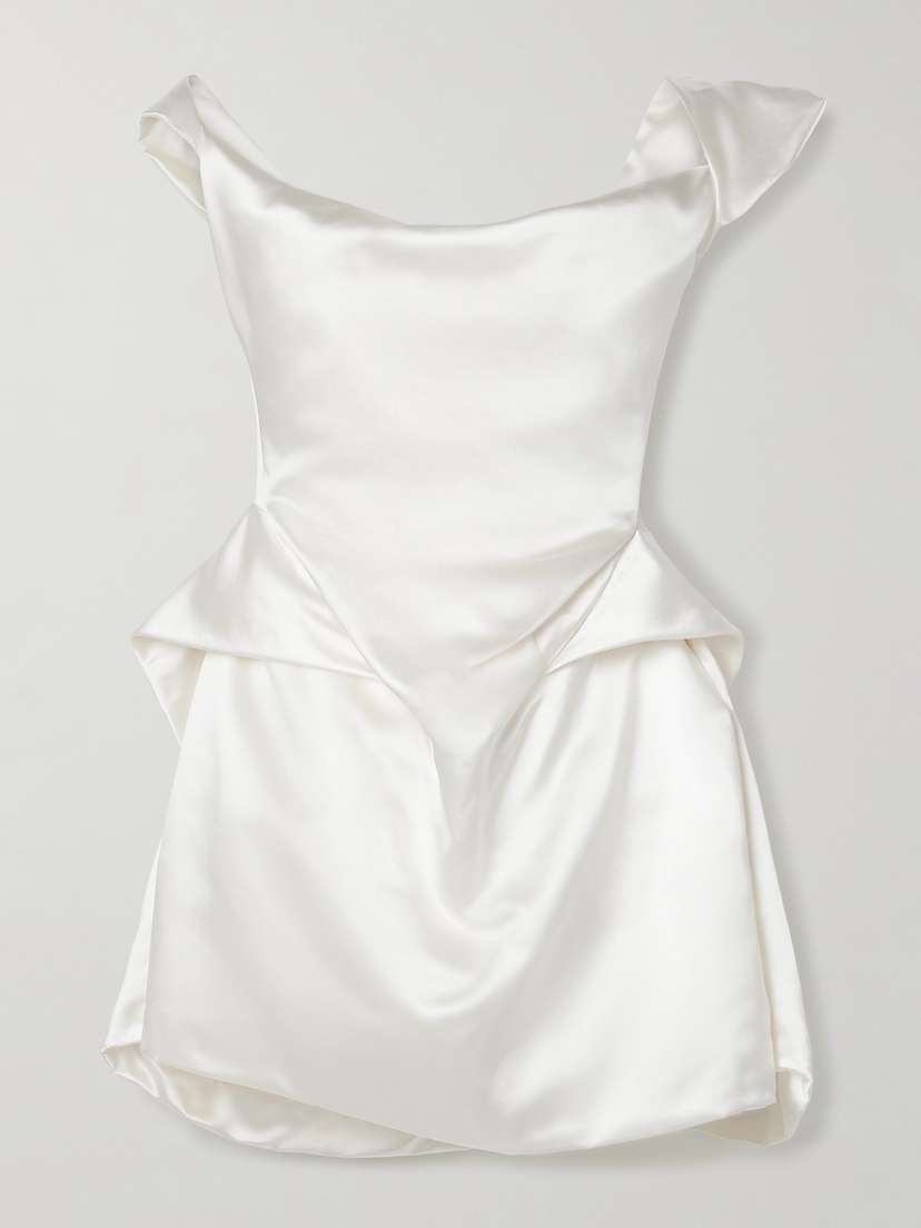 Vivienne Westwood Aurora Off-the-shoulder Draped Silk-satin Mini Dress