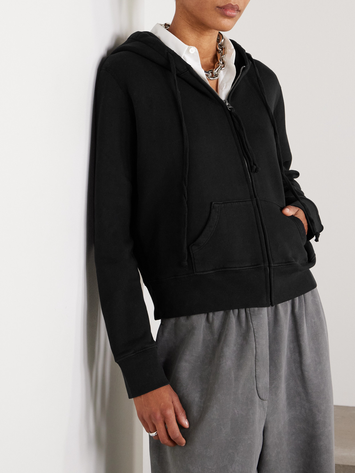 Nili Lotan Callie Cotton-jersey Hoodie In Black