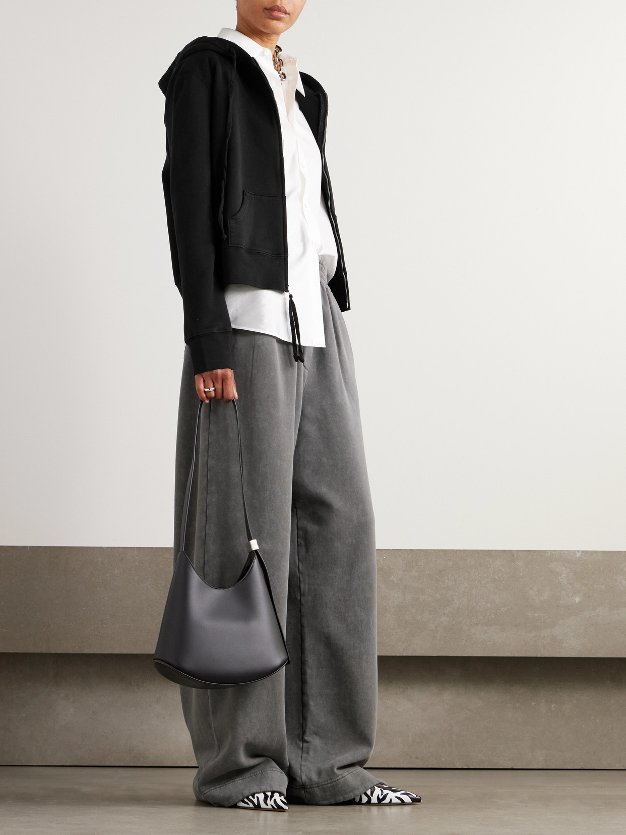 Nili Lotan Callie Cotton-jersey Hoodie In Black