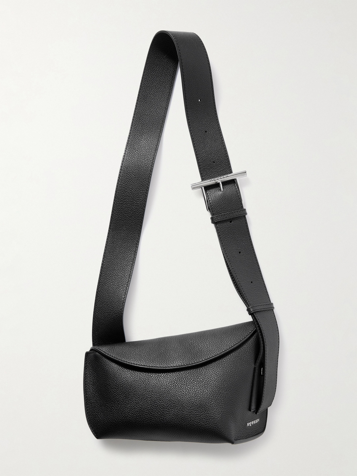 Alexander Mcqueen T-bar Sling Pebbled-leather Shoulder Bag In Black