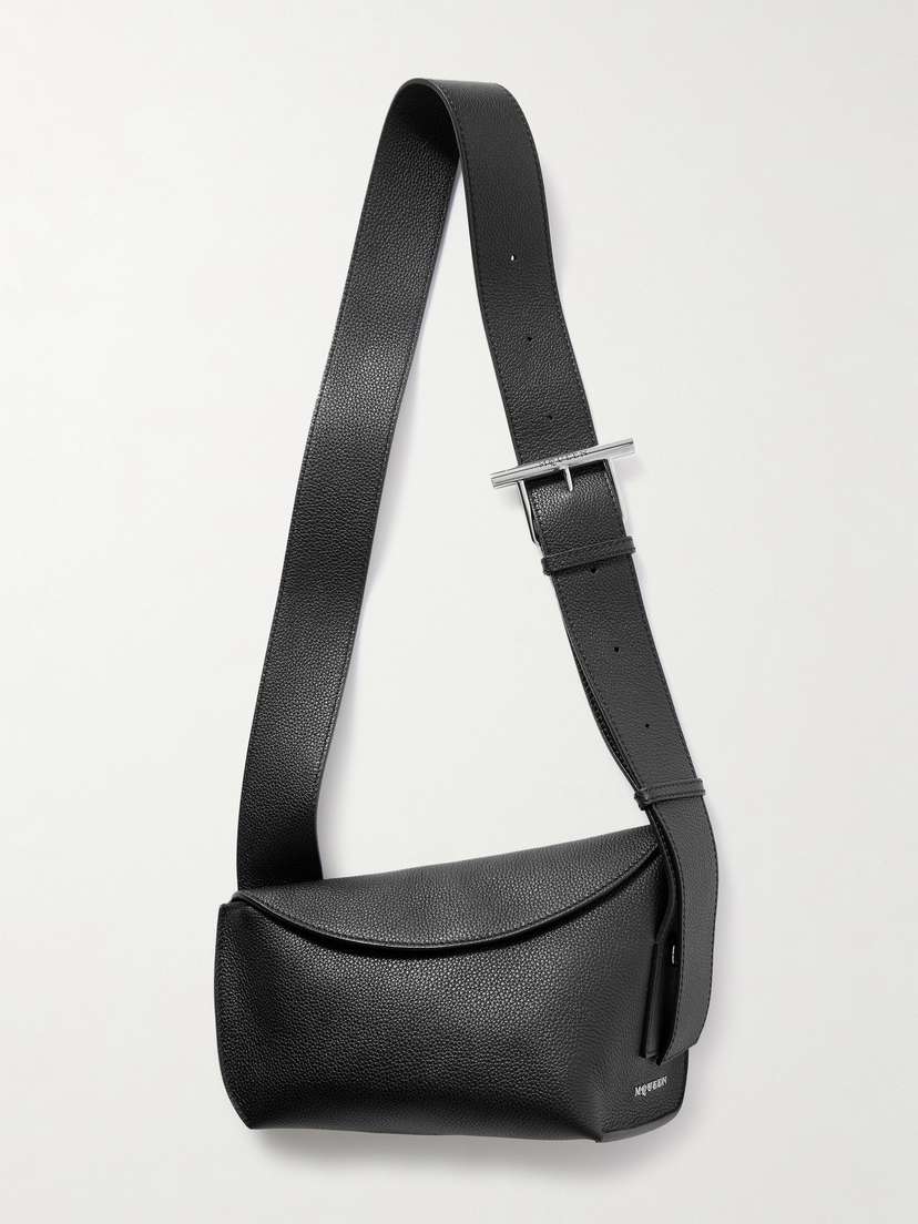 McQueen T-bar Sling Textured-leather Shoulder Bag