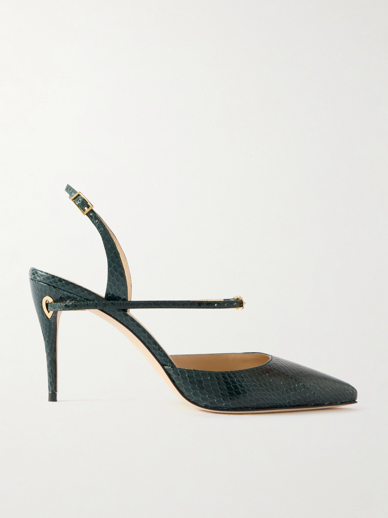 Jennifer Chamandi Vittorio 85 Elaphe Slingback Pumps In Green