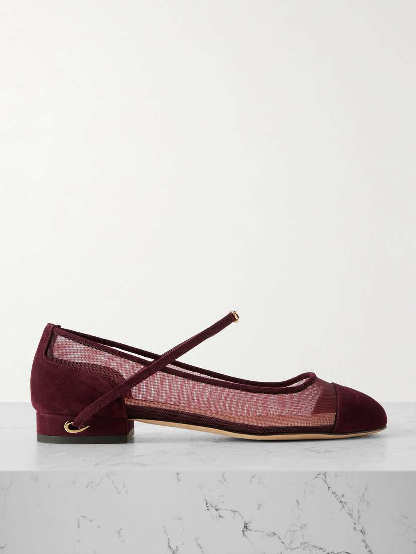 Jennifer Chamandi Paolo 20 Suede And Mesh Ballet Flats