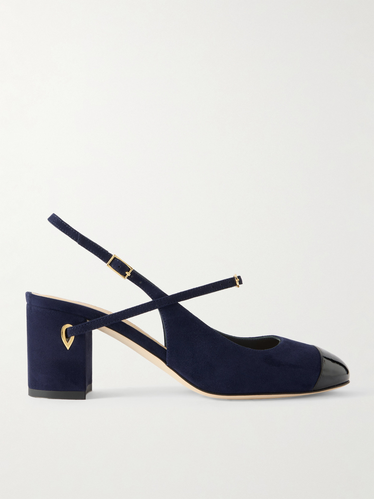 Jennifer Chamandi Mattia 65 Patent Leather-trimmed Suede Slingback Pumps In Blue