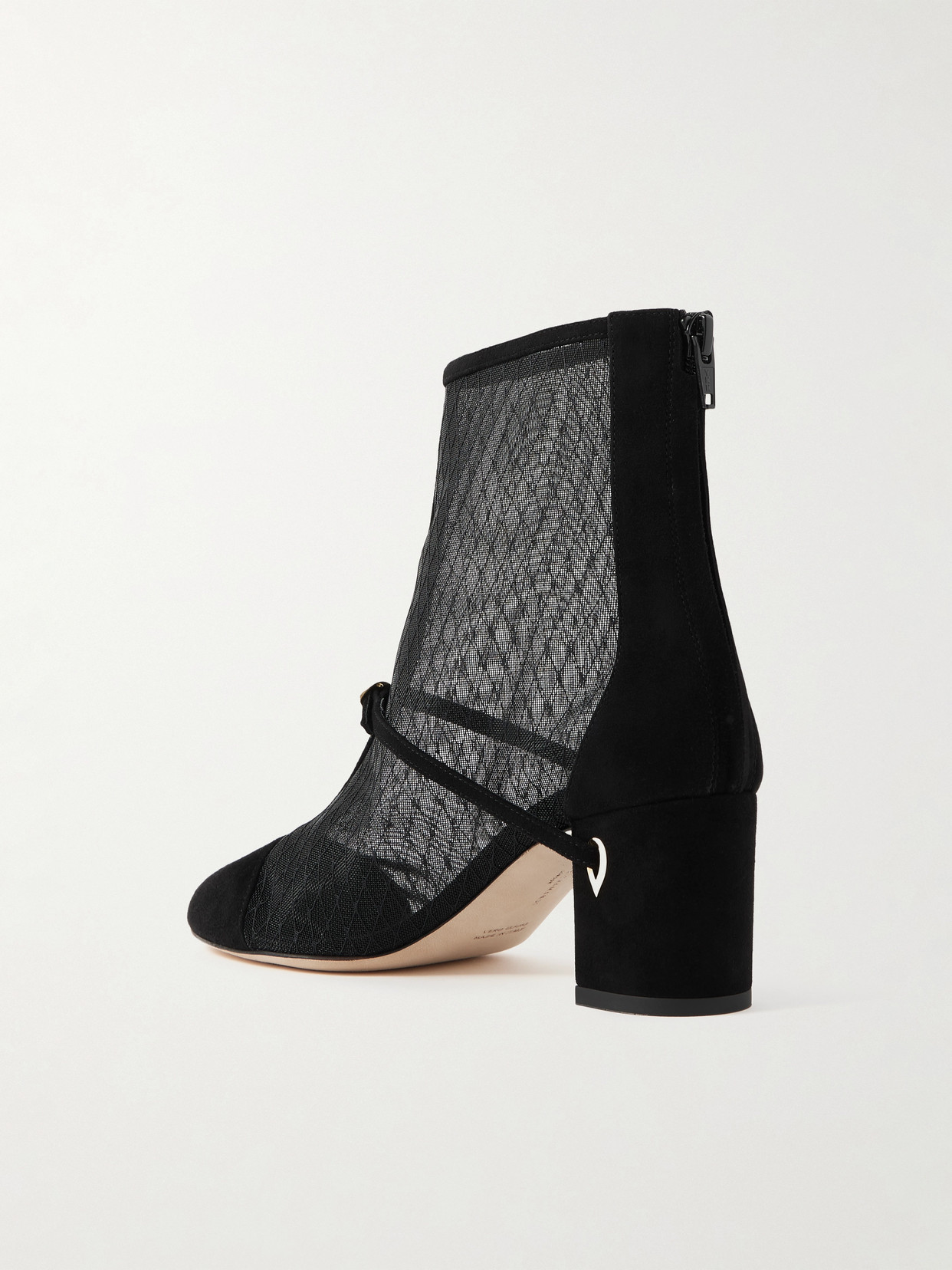 Jennifer Chamandi Daniele 65 Mesh And Suede Ankle Boots In Black
