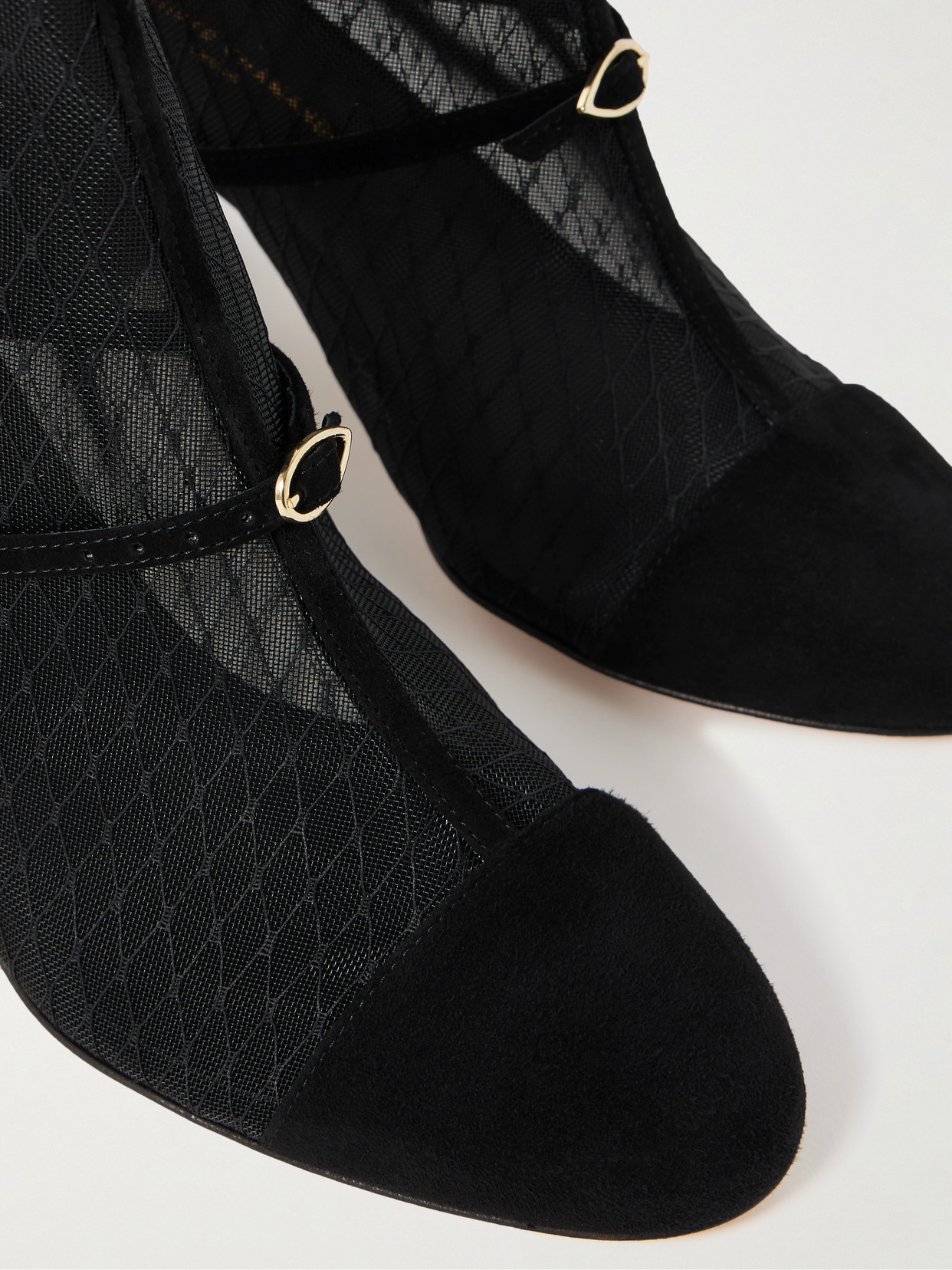 Jennifer Chamandi Daniele 65 Mesh And Suede Ankle Boots In Black