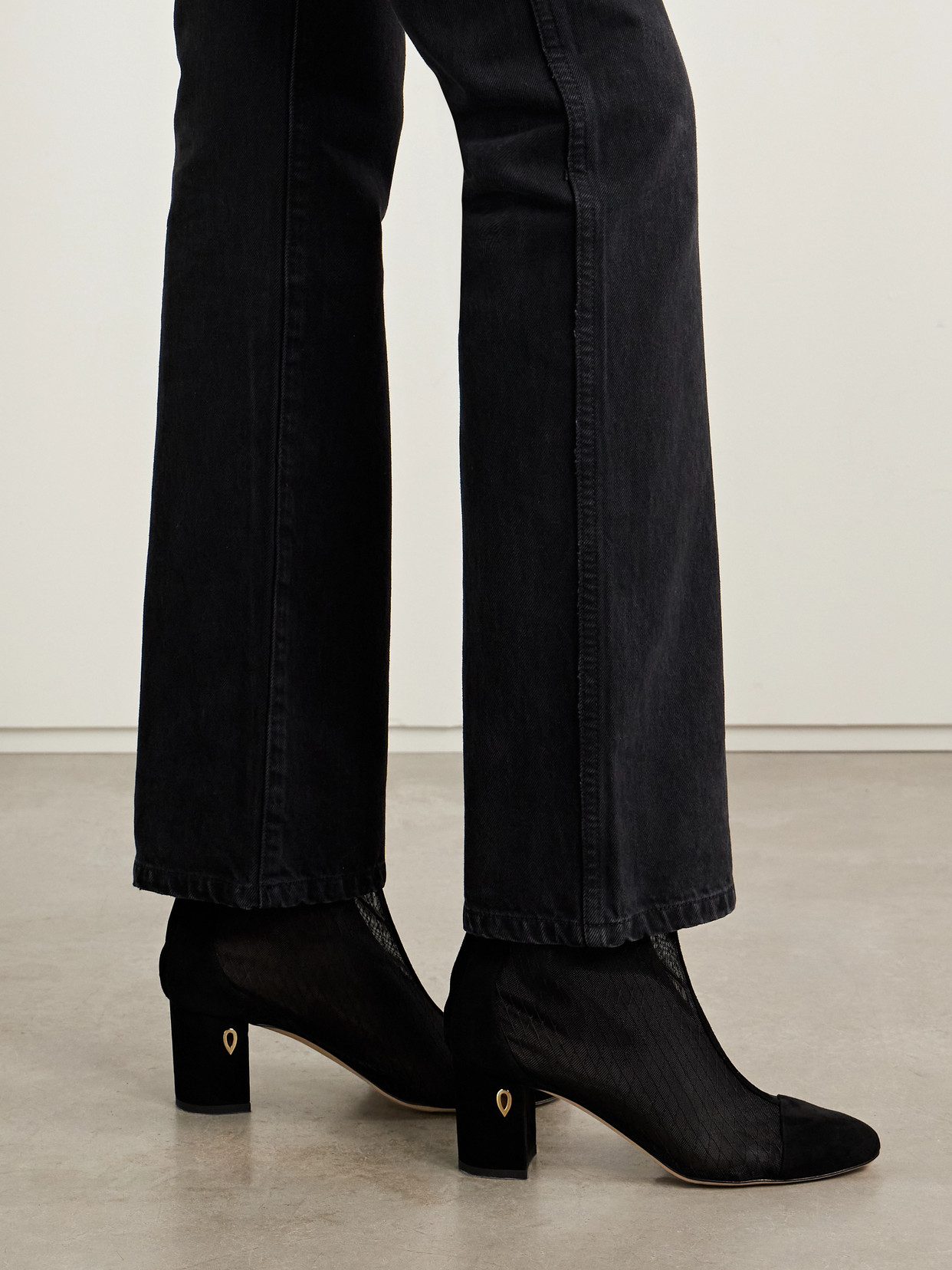 Jennifer Chamandi Daniele 65 Mesh And Suede Ankle Boots In Black