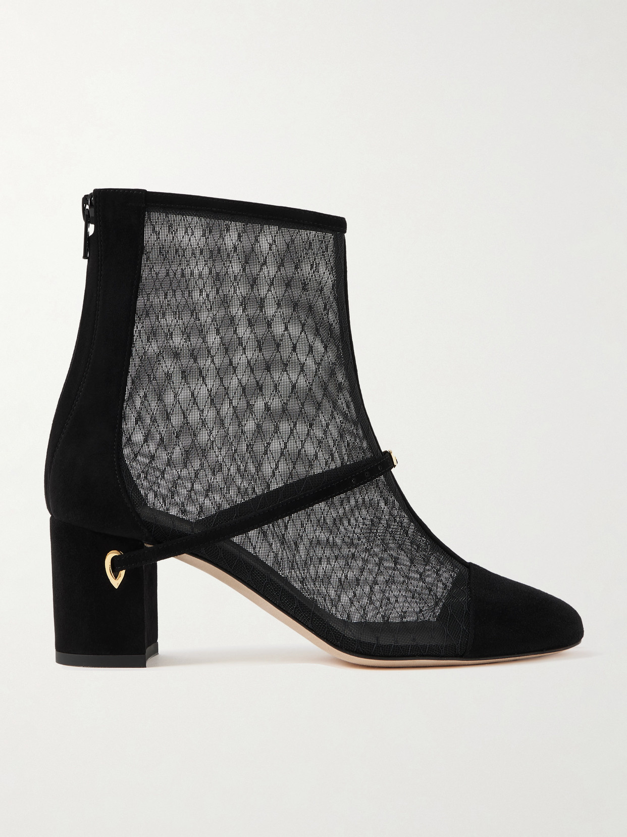 Jennifer Chamandi Daniele 65 Mesh And Suede Ankle Boots In Black