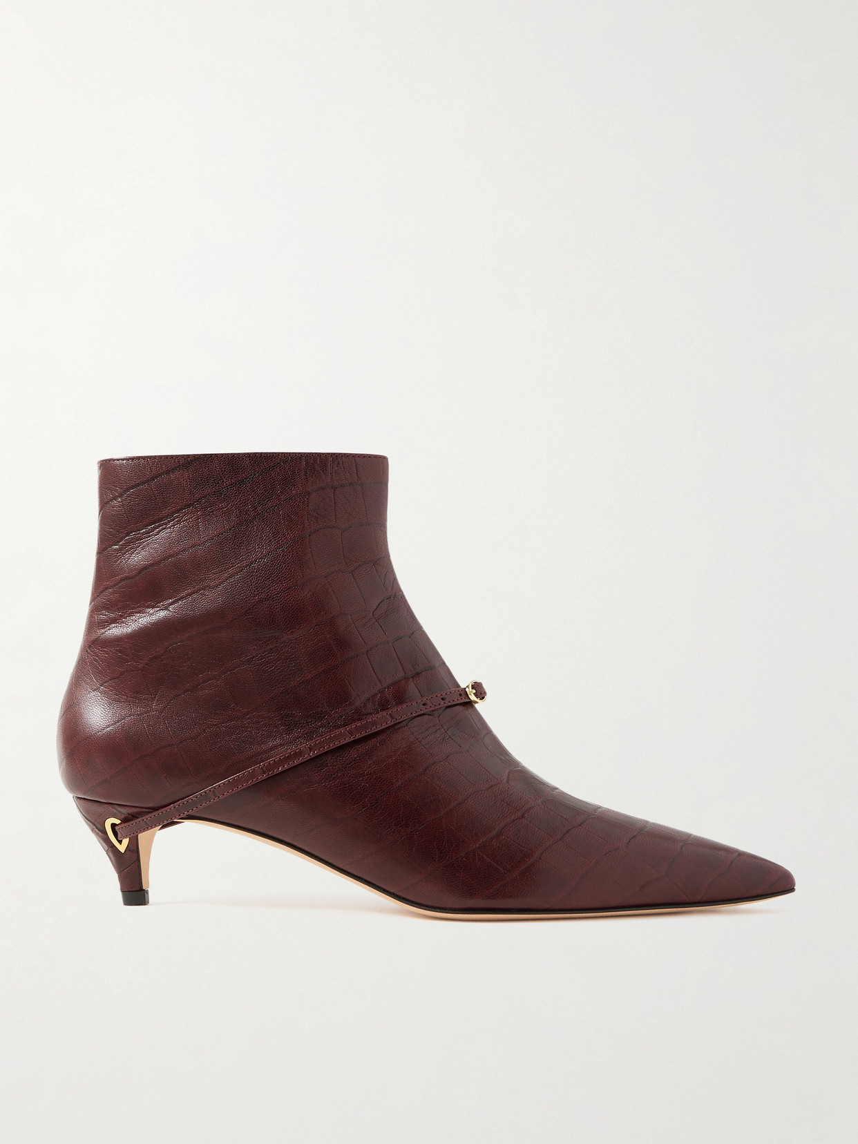Jennifer Chamandi Rocco 45 Croc-effect Leather Ankle Boots In Burgundy