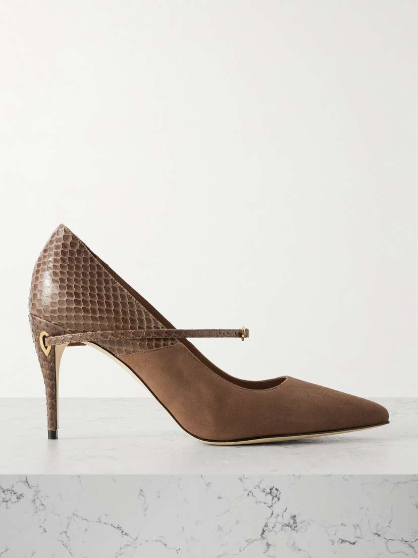 Jennifer Chamandi Lorenzo 85 Suede And Elaphe Pumps