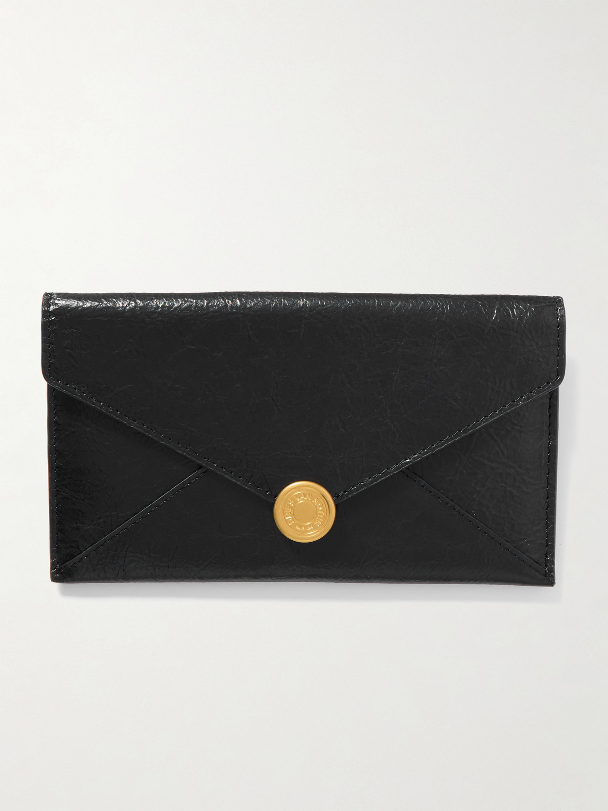 Dries Van Noten Medium Textured-leather Clutch In Black