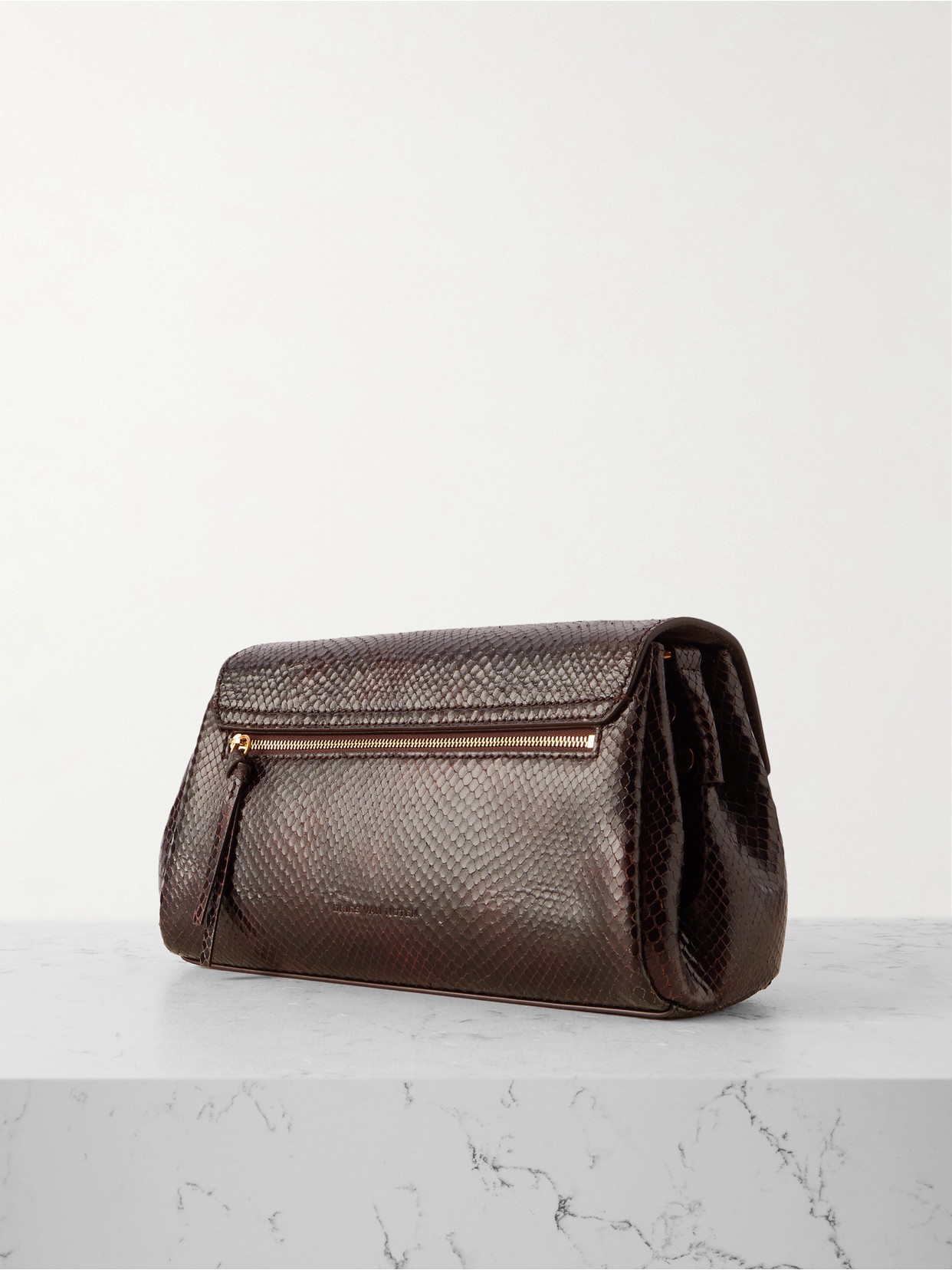 Dries Van Noten Snake-effect Leather Shoulder Bag In Brown