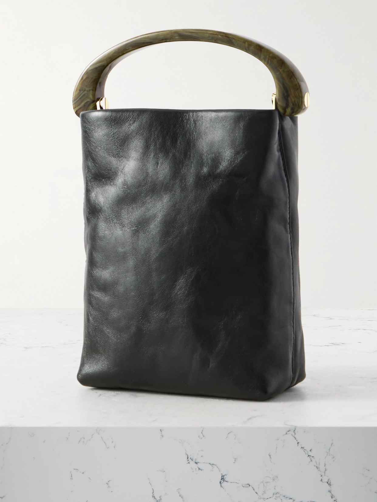 Dries Van Noten Mini Embellished Leather Tote In Black