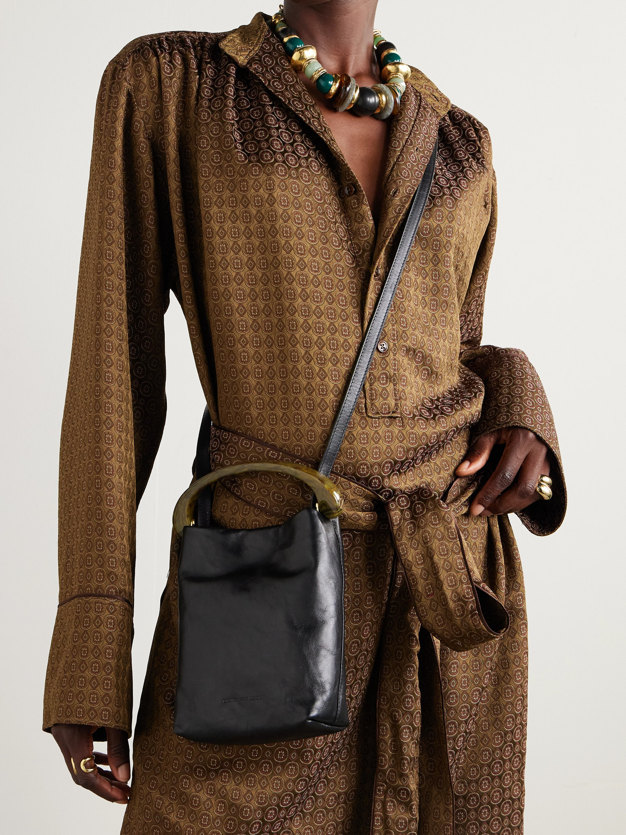 Dries Van Noten Mini Embellished Leather Tote In Black