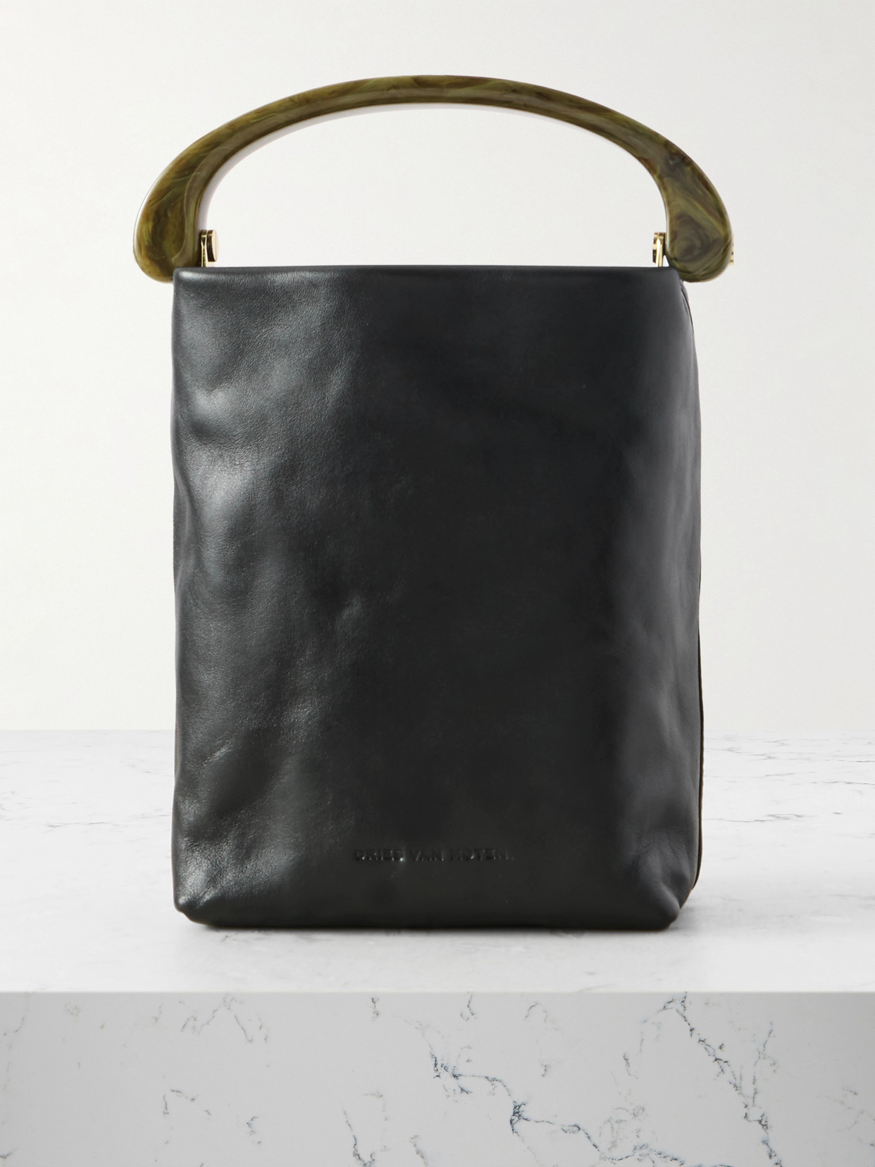 Dries Van Noten Mini Embellished Leather Tote In Black