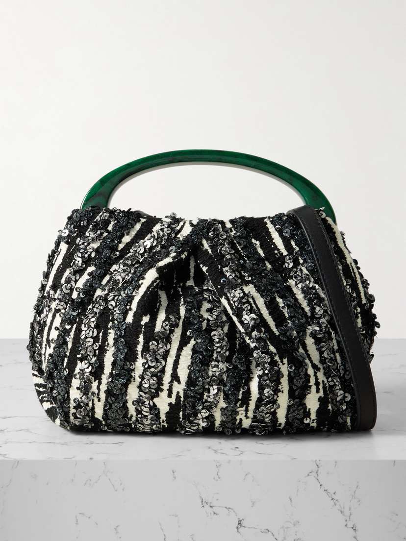 Dries Van Noten Mini Embellished Sequined Jacquard Tote