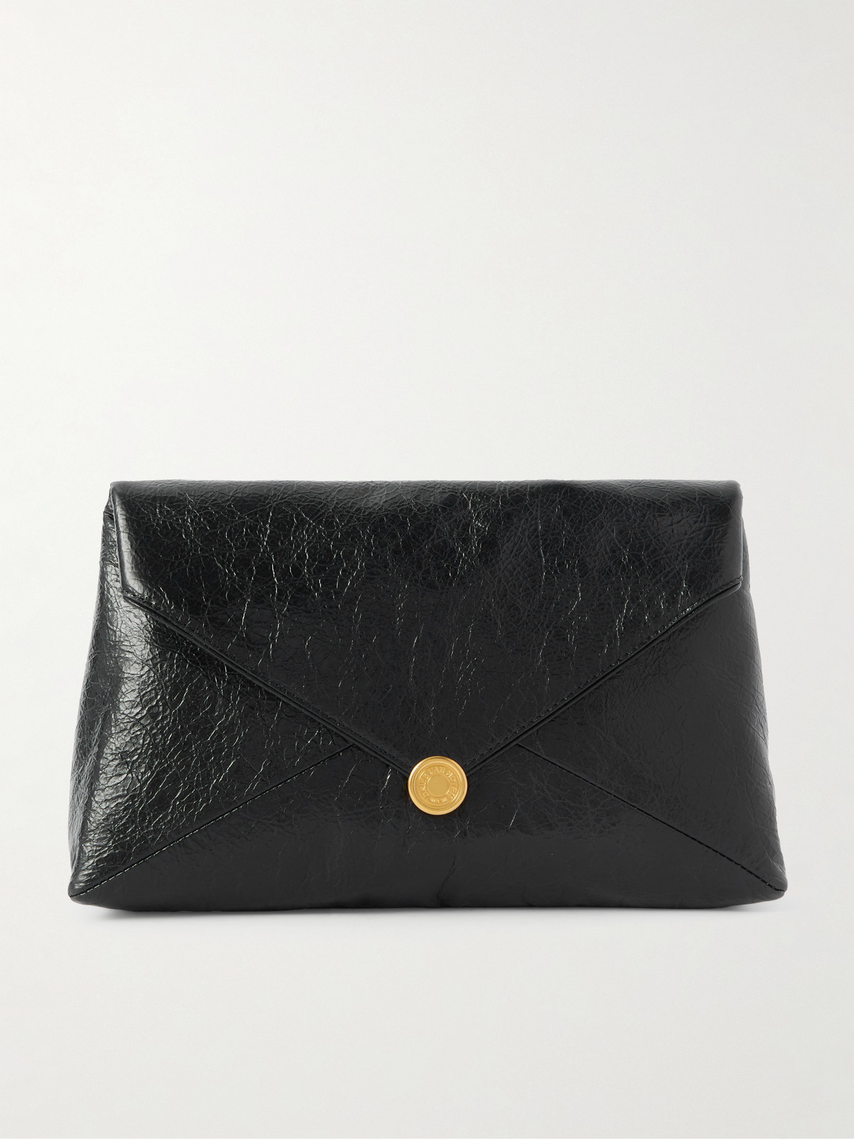 Dries Van Noten Medium Textured-leather Clutch In Black