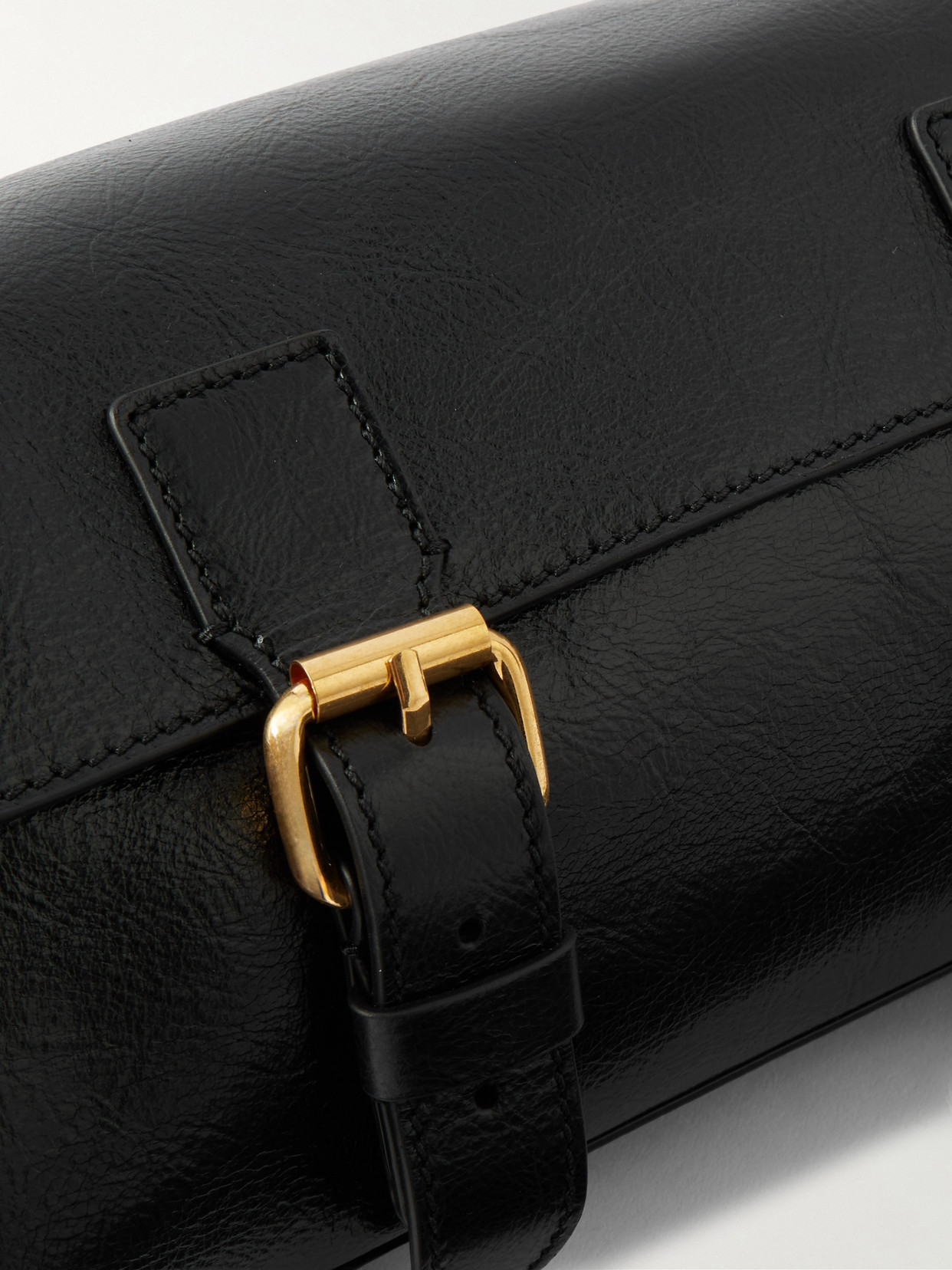 Dries Van Noten Buckle-fastening Leather Shoulder Bag In Black
