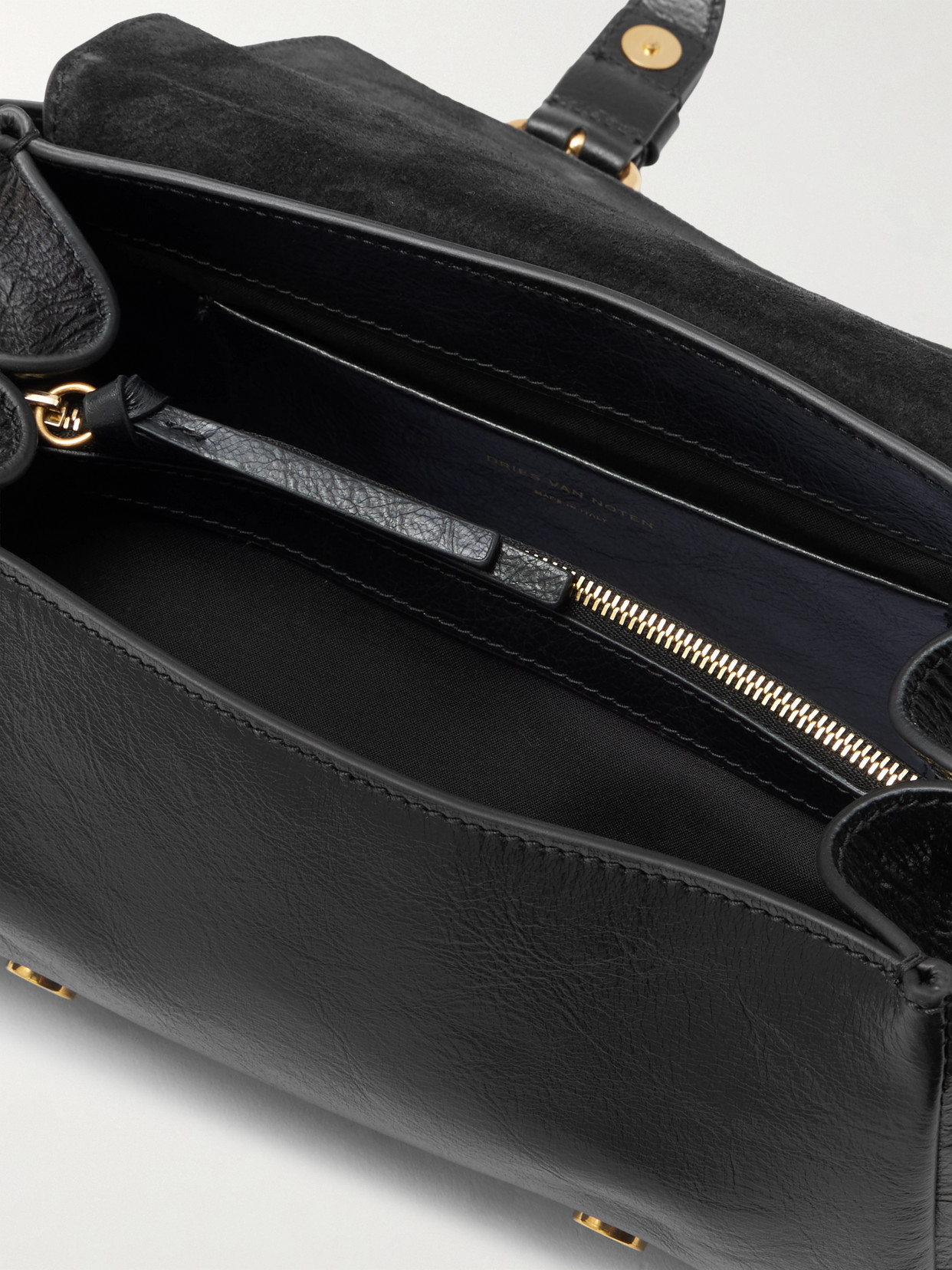 Dries Van Noten Buckle-fastening Leather Shoulder Bag In Black