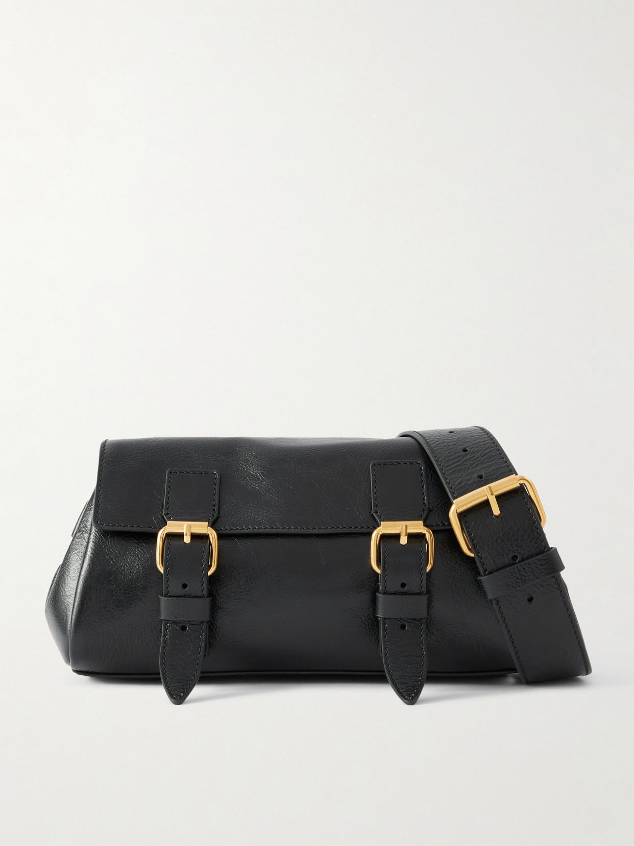 Dries Van Noten Leather Shoulder Bag In Black
