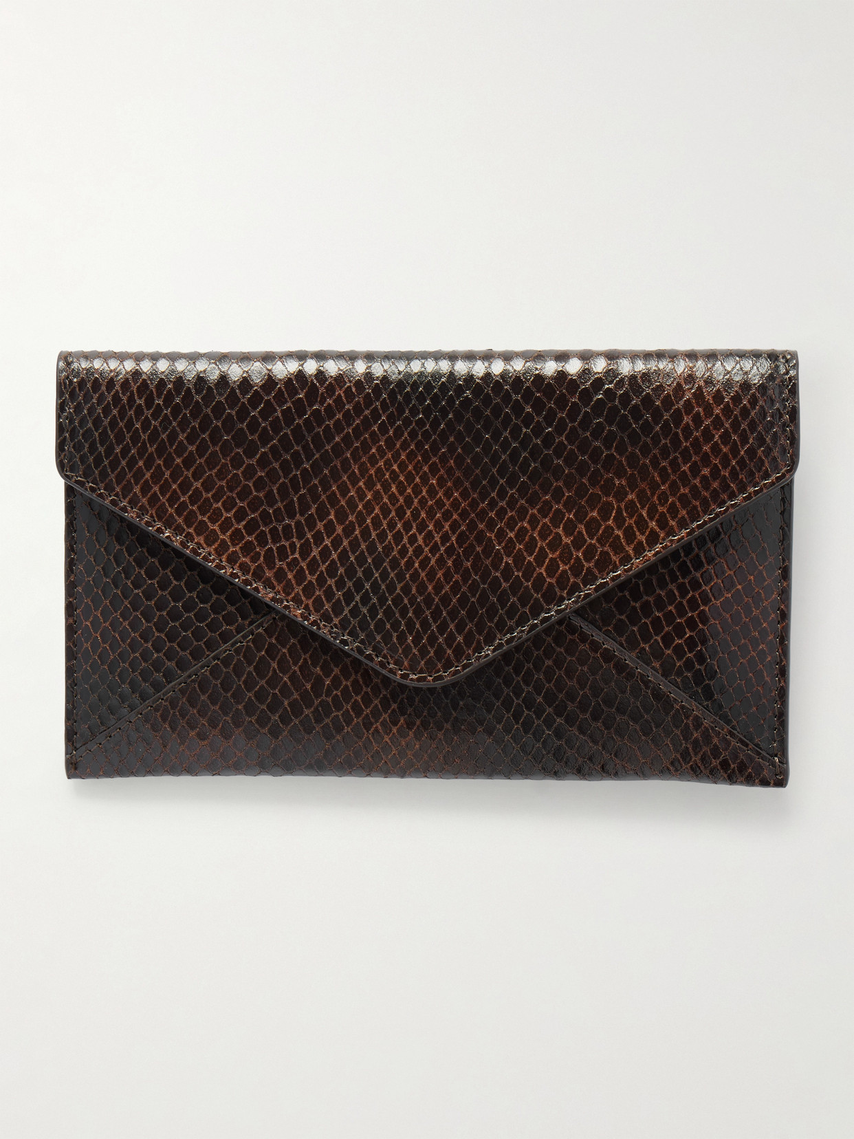Dries Van Noten Medium Snake-effect Leather Pouch In Brown