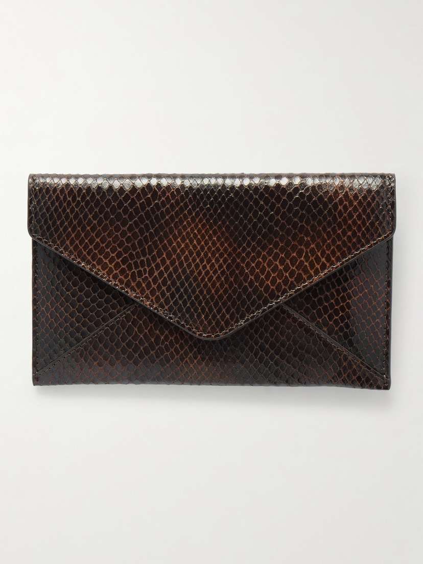 Dries Van Noten Medium Snake-effect Leather Pouch