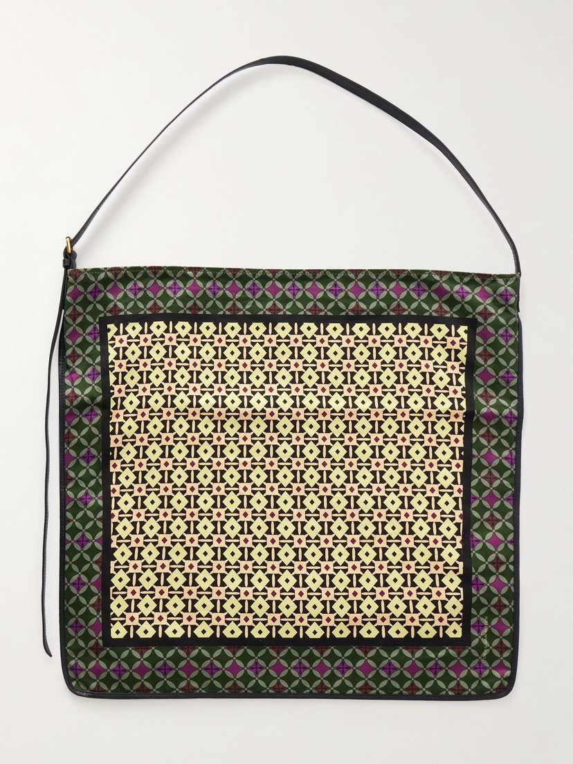 Dries Van Noten Leather-trimmed Printed Twill Tote