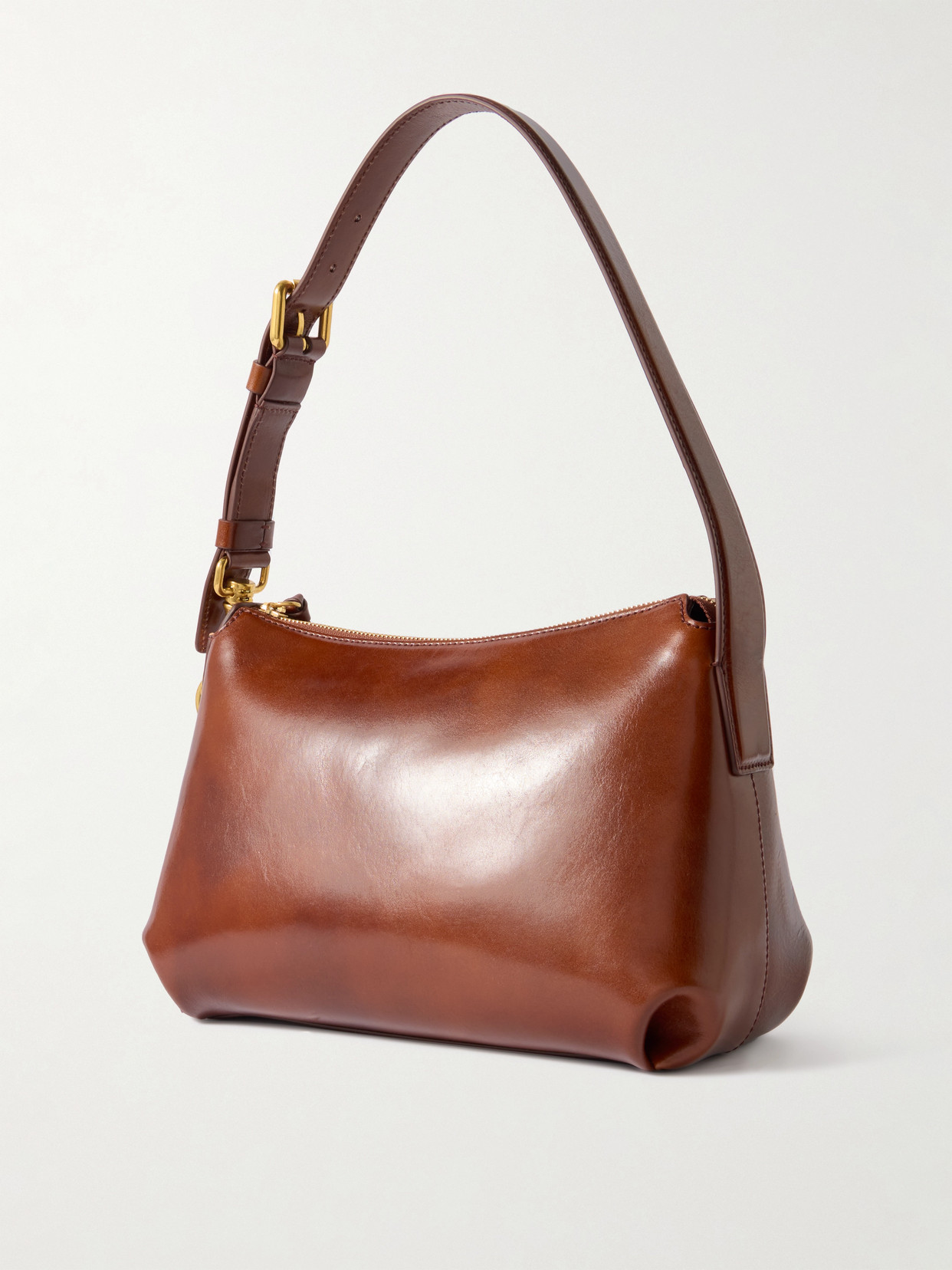 Dries Van Noten Small Glossed-leather Shoulder Bag In Brown