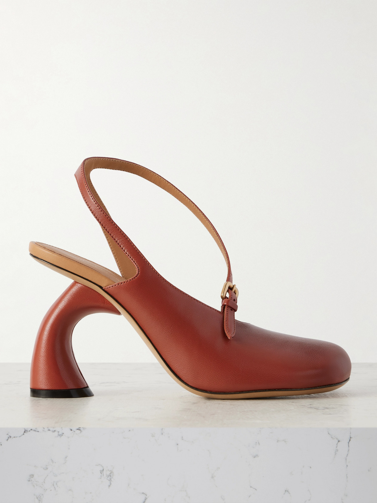 Dries Van Noten Leather Slingback Pumps In Red