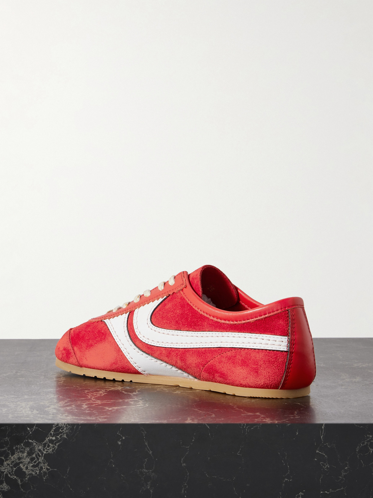 Dries Van Noten 70s Marathon Spirit Suede Low-top Sneakers In Red