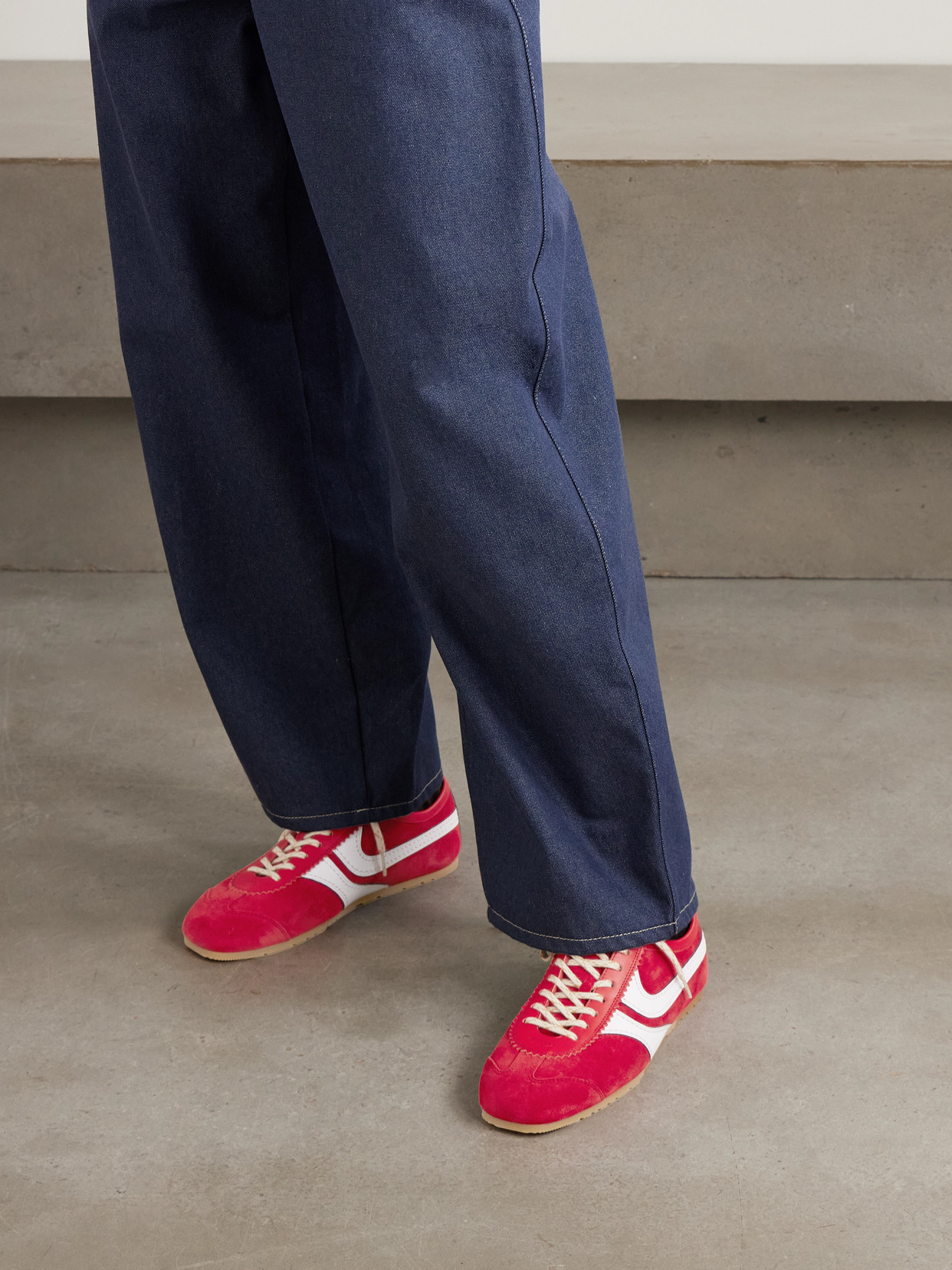 Dries Van Noten 70s Marathon Spirit Suede Low-top Sneakers In Red