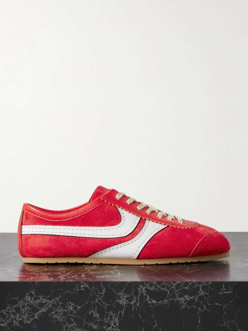 Dries Van Noten Leather-trimmed Suede Sneakers