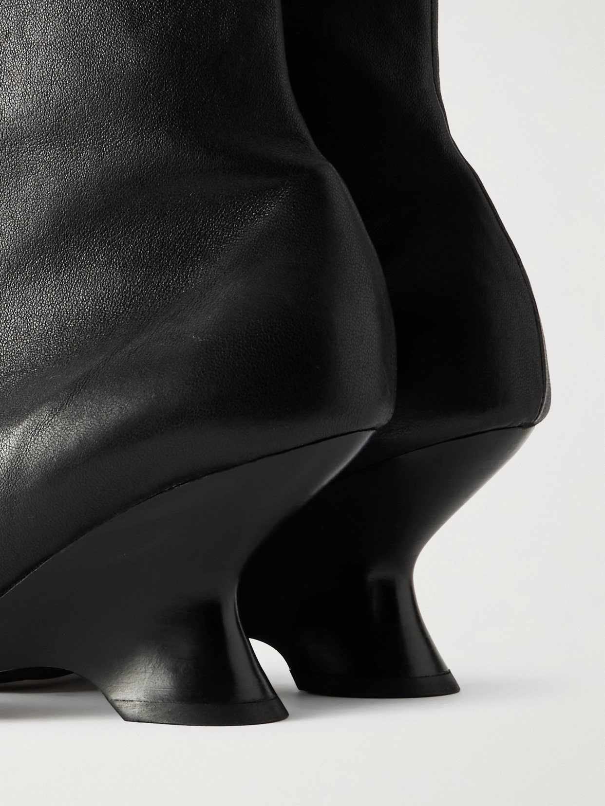 Dries Van Noten Pointed Toe Ankle Boots With Sculptural Heel In Black