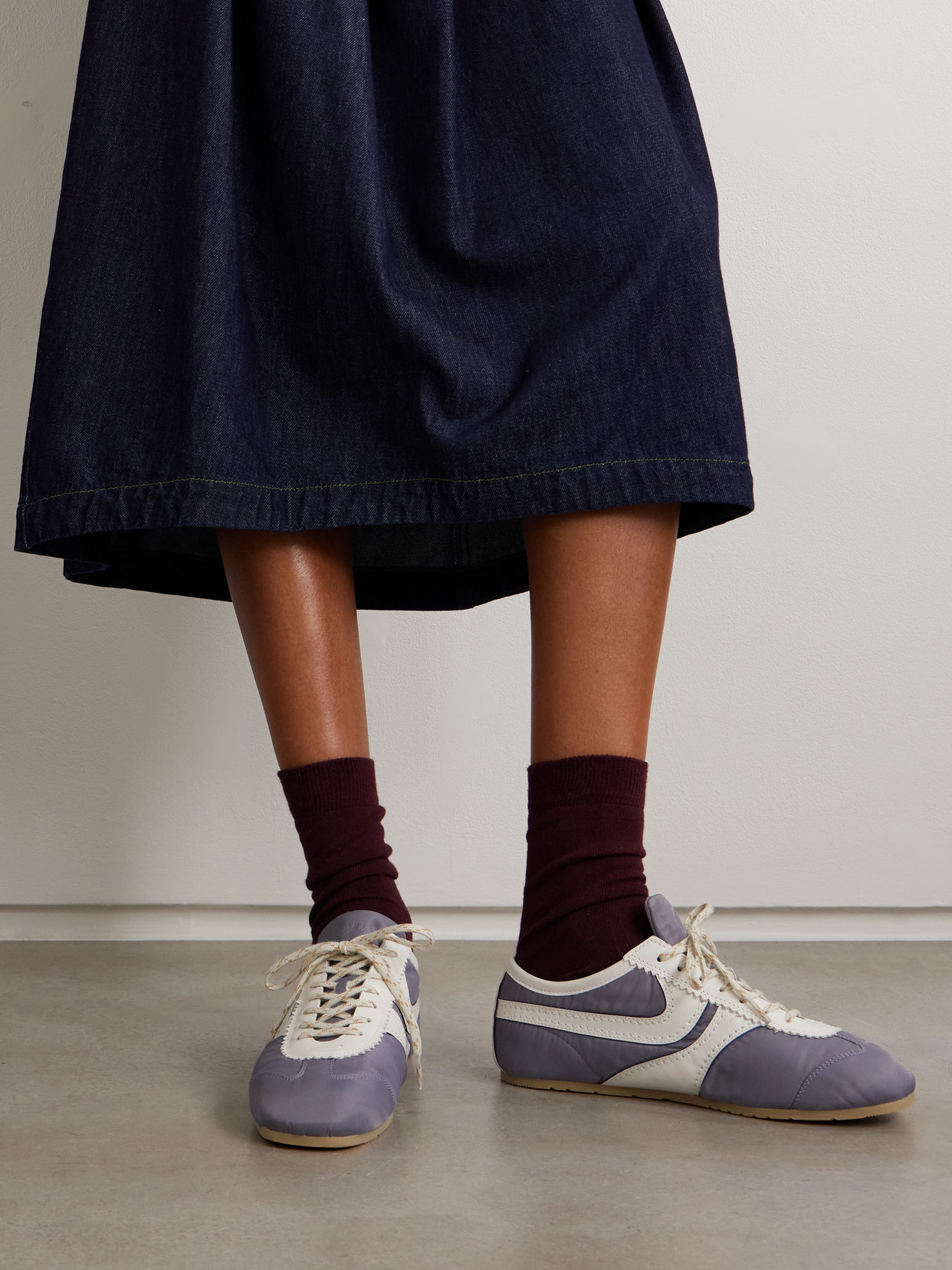 Dries Van Noten Leather-trimmed Shell Sneakers In Blue