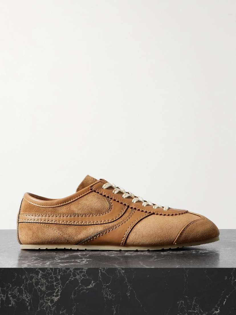 Dries Van Noten Leather-trimmed Suede Sneakers