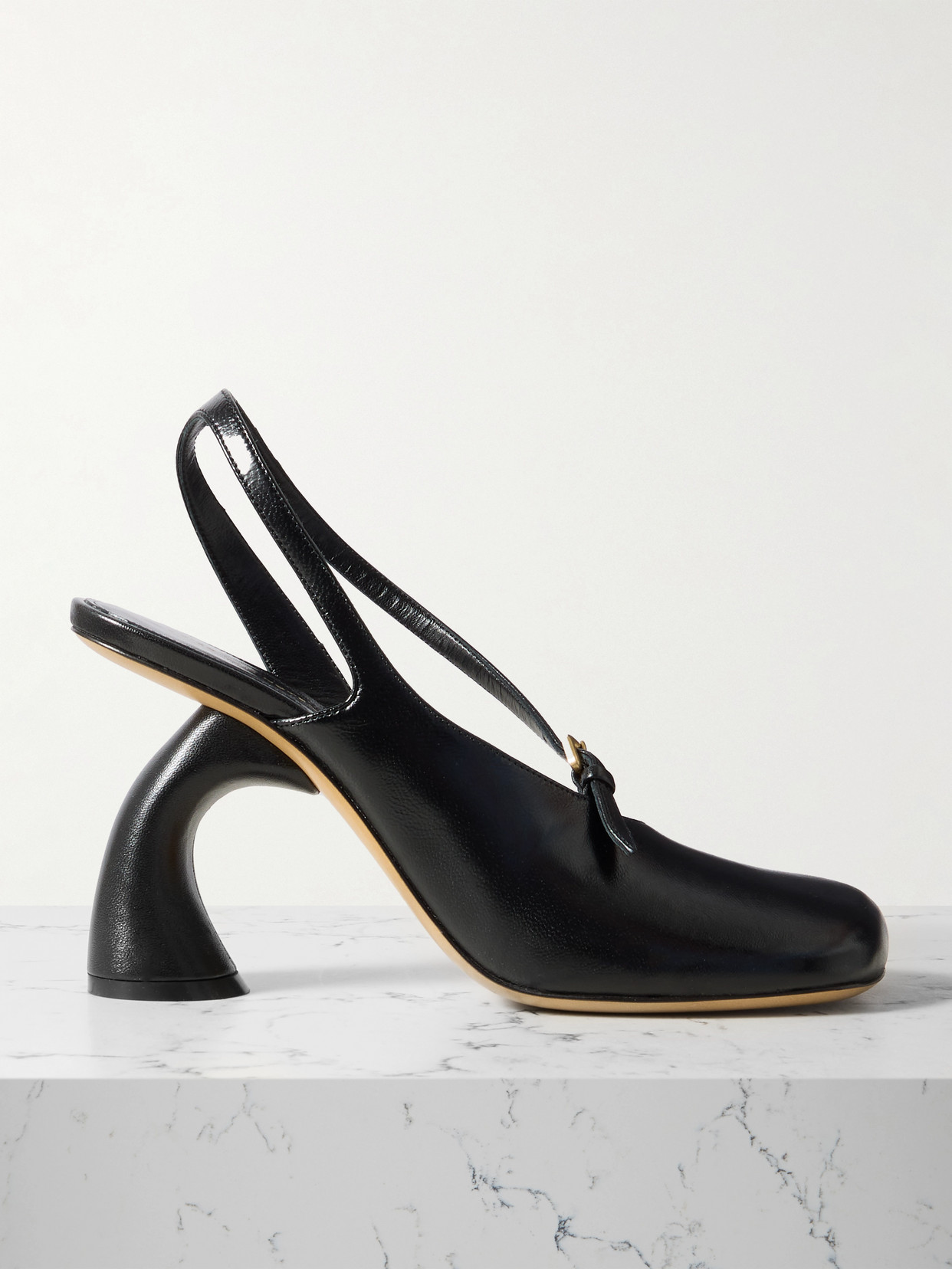 Dries Van Noten Leather Slingback Pumps In Black
