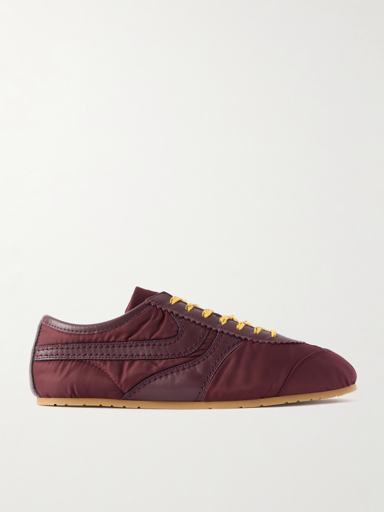 Dries Van Noten Leather-trimmed Shell Sneakers In Burgundy