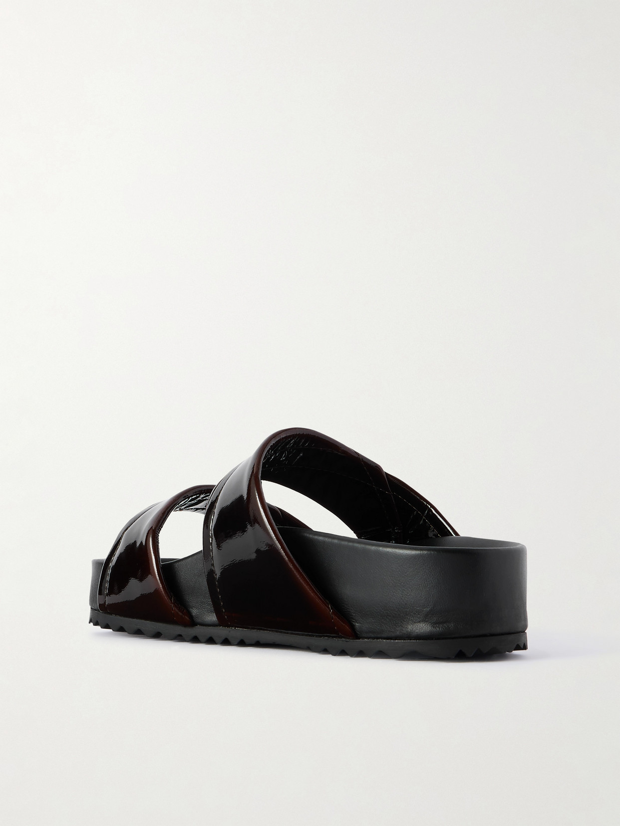 Dries Van Noten Patent-leather Platform Slides In Brown