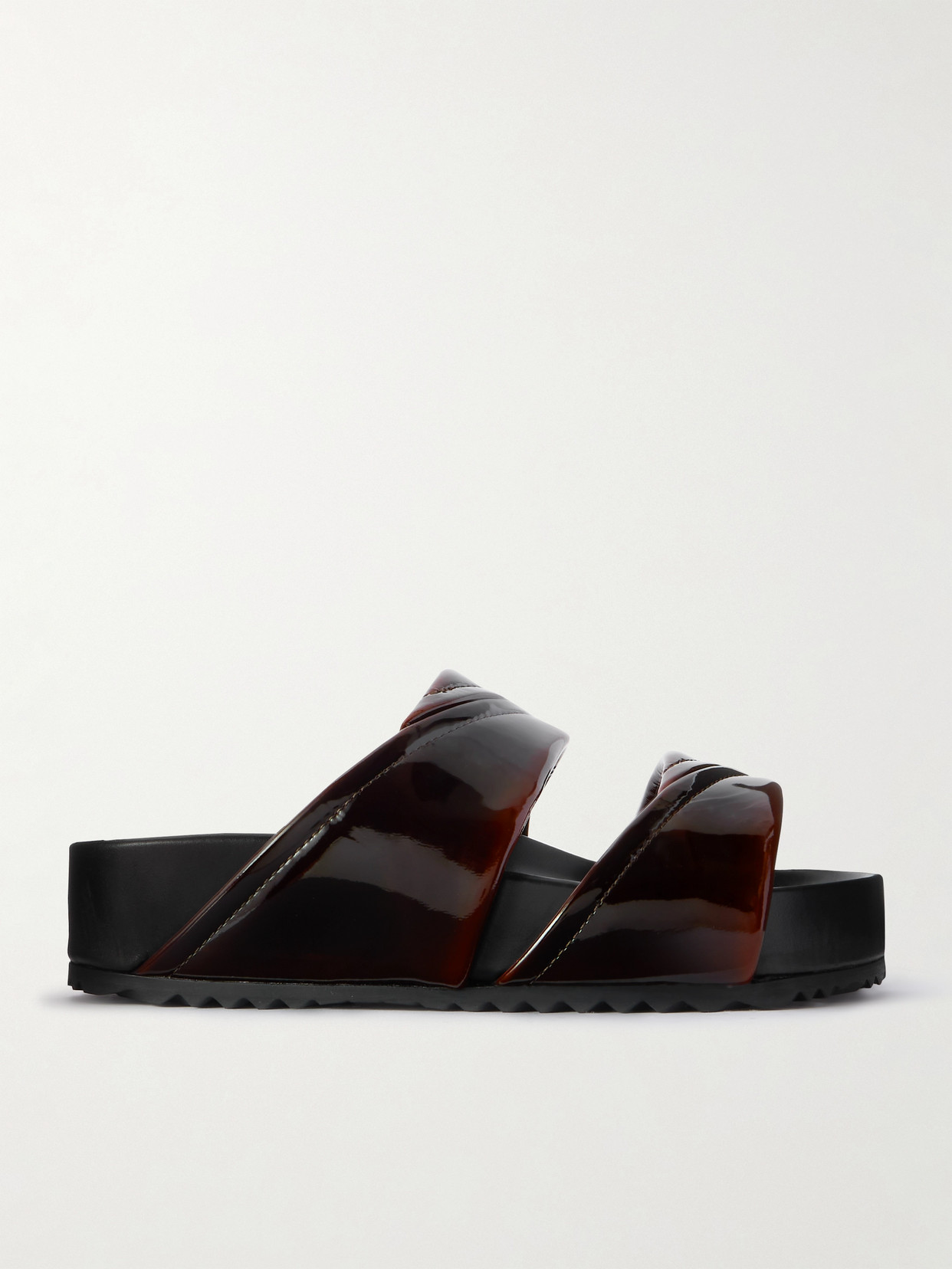Dries Van Noten Patent-leather Platform Slides In Brown