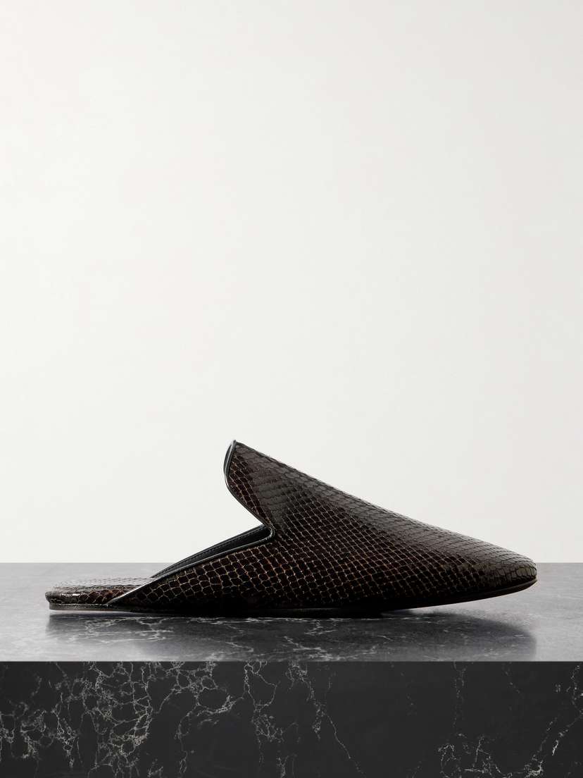 Dries Van Noten Snake-effect Leather Mules