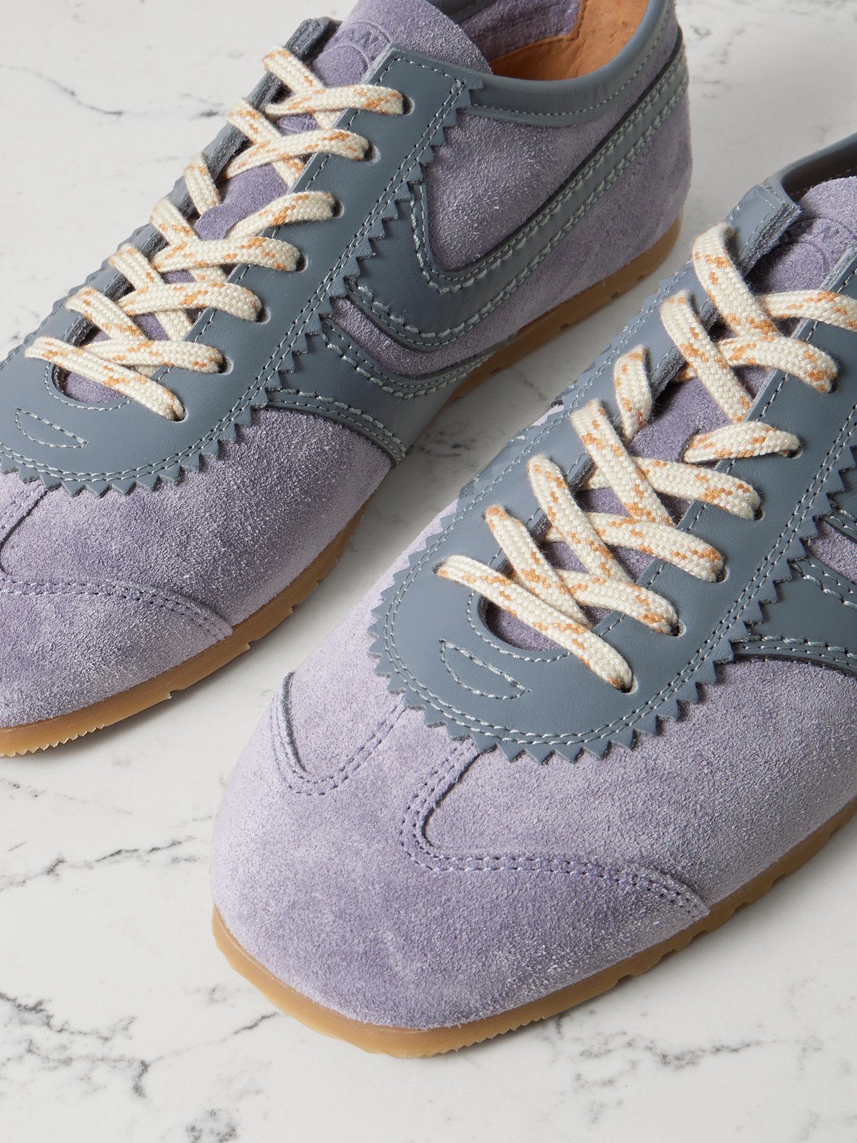 Dries Van Noten Low-profile Sneakers With Suede And Leather Accents In Purple