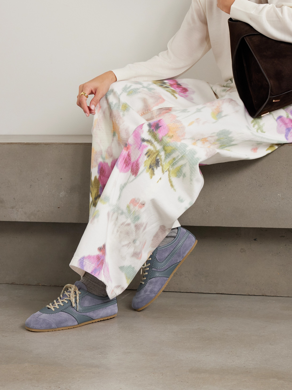 Dries Van Noten Low-profile Sneakers With Suede And Leather Accents In Purple