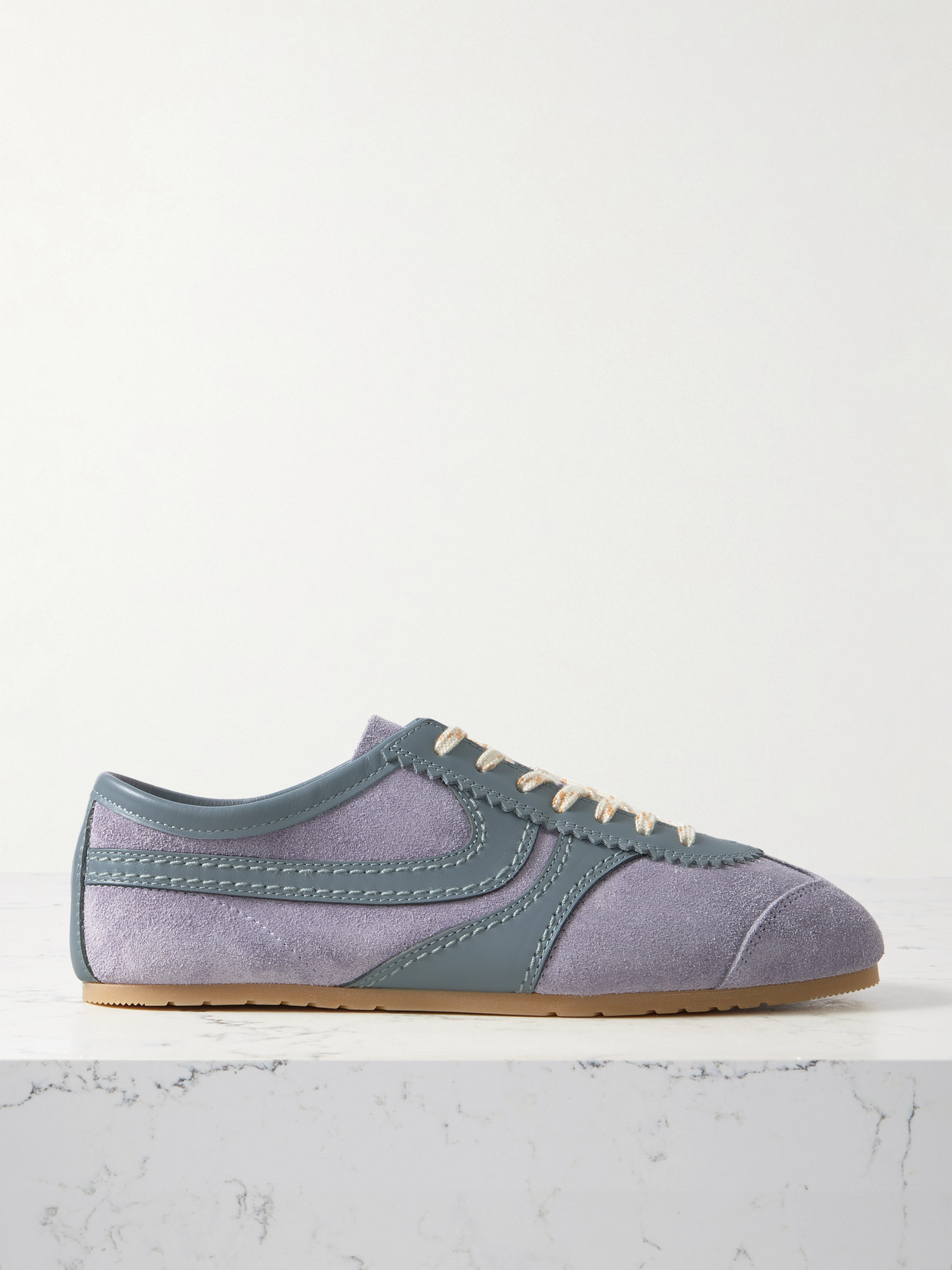 Dries Van Noten Leather-trimmed Suede Sneakers In Purple