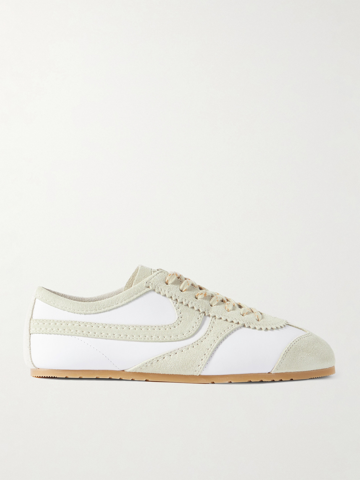 Dries Van Noten Suede-trimmed Leather Sneakers In White