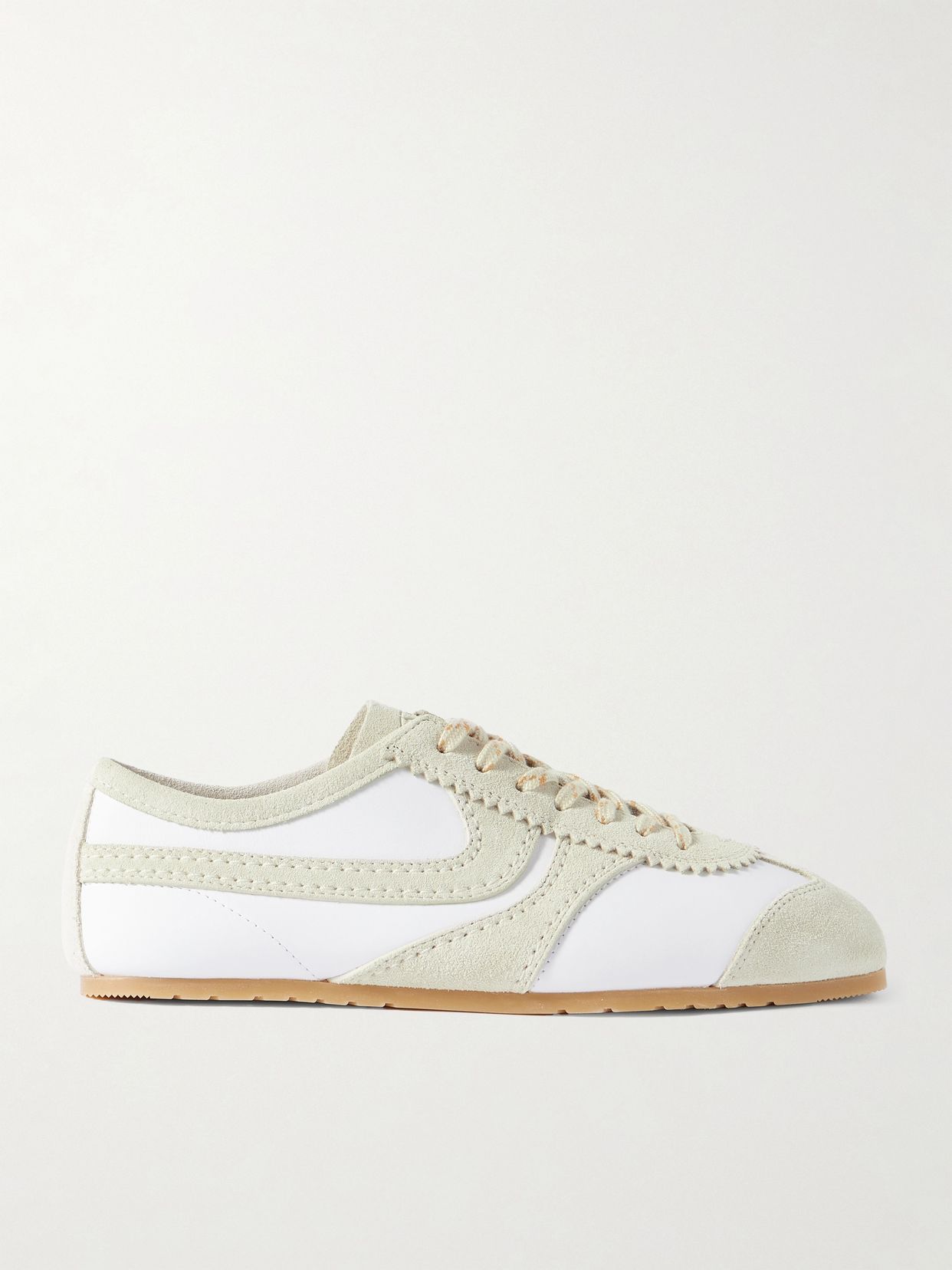 suede trimmed leather sneakers
